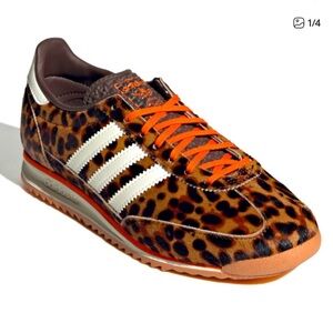 Adidas Leopard Print Sneakers with red Orange Laces SL 72 RS OG